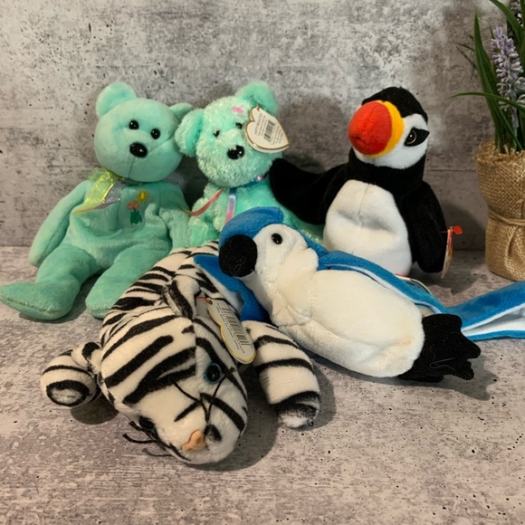 Ty Other - 5 TY Beanie Babies Blizzard, Rocket, Puffer